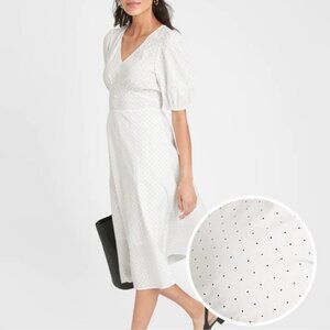 Banana Republic size 2 white and black polka dot dress